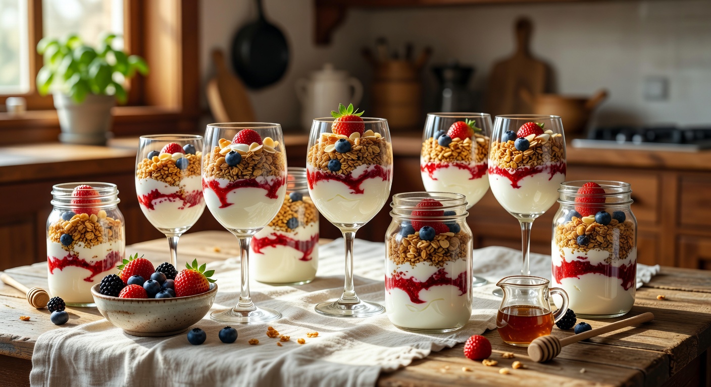 Yogurt parfaits prepared